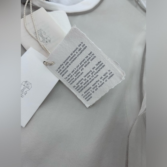 Brunello Cucinelli Womens Taupe Silk Chiffon  Overlay With Attached T-Shirt Med - Picture 4 of 14